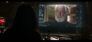 Katniss speaks with the President of the Capitol